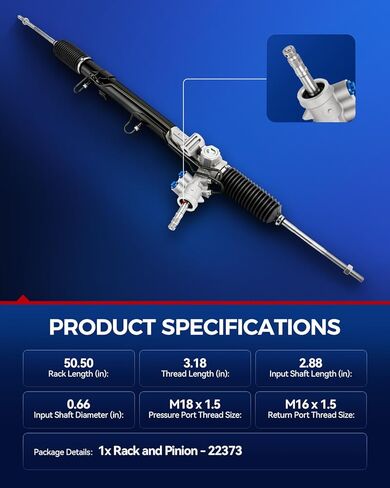 KAX Hydraulic Power Steering Rack and Pinion Compatible with Chrysler Town & Country 2005-2007, Dodge Grand Caravan 2005-2007, Caravan 2005-2007 Replace - 22373 in Kuwait