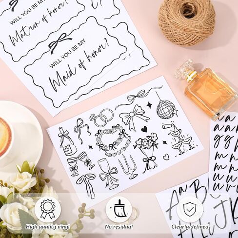 ملصقات نقل JarThenaAMCS 11 قطعة Will You Be My Bridesmaid، ملصقات مقترحة من الفينيل الأسود، اسم مخصص لوصيفات العروس، صندوق نقل لحفلات الزفاف وحفلات العازبة in Kuwait
