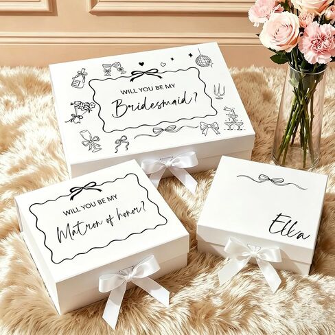 ملصقات نقل JarThenaAMCS 11 قطعة Will You Be My Bridesmaid، ملصقات مقترحة من الفينيل الأسود، اسم مخصص لوصيفات العروس، صندوق نقل لحفلات الزفاف وحفلات العازبة in Kuwait
