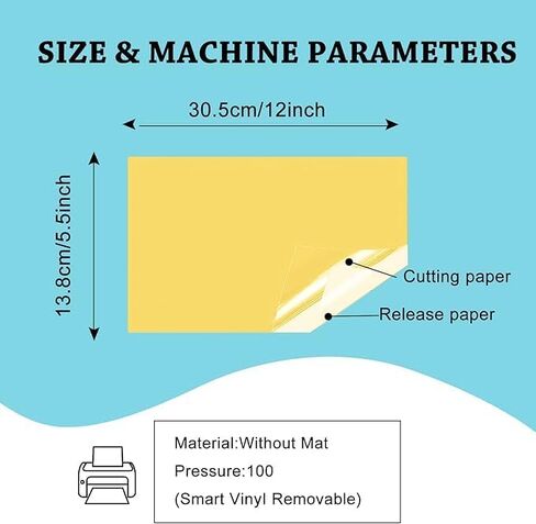 51 Sheets Removable Adhesive Vinyl, 22 Colors 5.5 x 12 in Vinyl Sheets Compatible with Cricut Joy with Transfer Paper and Scraper, Matless Self Adhesive Vinyl for Cutting Machine DIY Crafts in Saudi Arabia