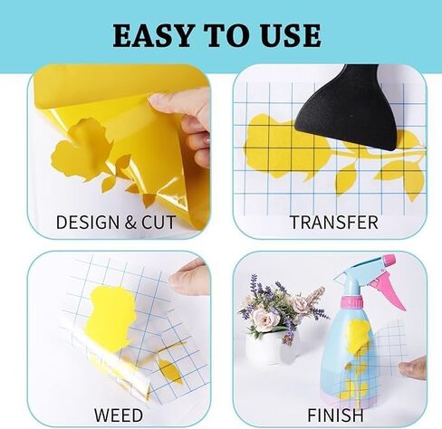 51 Sheets Removable Adhesive Vinyl, 22 Colors 5.5 x 12 in Vinyl Sheets Compatible with Cricut Joy with Transfer Paper and Scraper, Matless Self Adhesive Vinyl for Cutting Machine DIY Crafts in Saudi Arabia