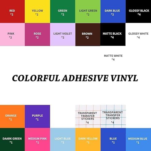 51 Sheets Removable Adhesive Vinyl, 22 Colors 5.5 x 12 in Vinyl Sheets Compatible with Cricut Joy with Transfer Paper and Scraper, Matless Self Adhesive Vinyl for Cutting Machine DIY Crafts in Saudi Arabia