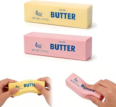 2 PCS Butter Squishy, Slow Rising Squishy Butter Stick New Giant Realistic Bread Slow Rising Stress Soft Sticky Squishies for Relaxation & Focus, Desk Gift(Yellow + Pink) in Kuwait
