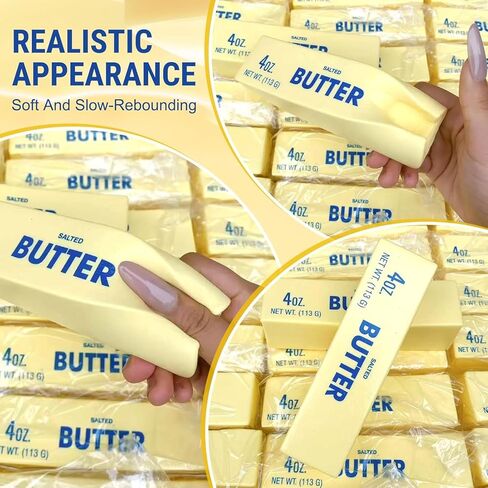 2 PCS Butter Squishy, Slow Rising Squishy Butter Stick New Giant Realistic Bread Slow Rising Stress Soft Sticky Squishies for Relaxation & Focus, Desk Gift(Yellow + Pink) in Kuwait