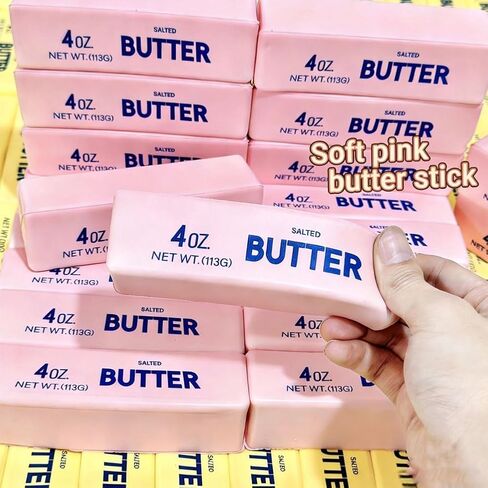 2 PCS Butter Squishy, Slow Rising Squishy Butter Stick New Giant Realistic Bread Slow Rising Stress Soft Sticky Squishies for Relaxation & Focus, Desk Gift(Yellow + Pink) in Kuwait