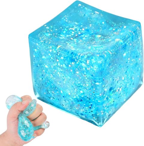 Cube Squishy Stress Cube for Adults, Ice Cube Squishies Balls, Squishy Slow Rising Fidget Cube Sensory for Anxiety Stress Relief High Density Ice Squeeze Ball Cubes in Saudi Arabia