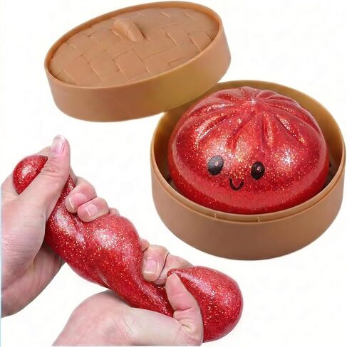 Pink Maltose Dumpling Stress Balls with Steamer, Soft Stress Relief Dough for Adults, Cute Anxiety Relief Toy, Easter Basket Fillers, Office Gifts, Novelty Party Favors in Kuwait