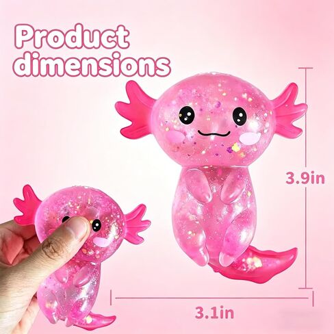 axolotl اسفنجي الكرة تخفيف التوتر، بريق axolotls squishies لعبة، squishies الضغط على ألعاب axolotl الحسية، لطيف الشعير السكر axolotl لعبة تململ اللعب الكبار لعبة تململ للأطفال الشباب البالغين in Kuwait