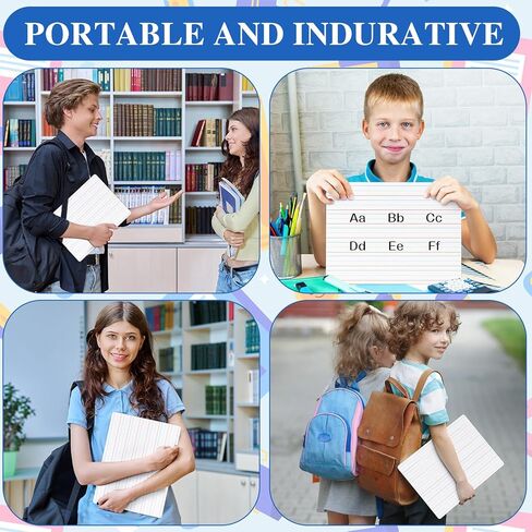 12 Pack Dry Erase Lapboards with Lines 9 x 12 inch Double Sided White Boards with 12 Black Markers 6 Erasers Small White Dry Erase Boards for Learners Teacher Home Group Activities Supplies in Kuwait