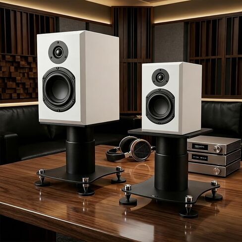 A Pair Height Adjustable Speaker Stands for Floor and Desktop (5.5-35.4in), Heavy Duty Bookshelf Speaker Stand, Center Channel Speaker Stand ，for Studio and Home Theater(Black, H:9.4-15.3) in Saudi Arabia