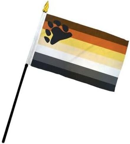 AES Small 4" x 6" 4x6 inch Bear Pride Hand DESK Flag Polyester Material Stitched Edges 11" Plastic Stick Flag Hand Held Mini Small Stick Flags in Kuwait
