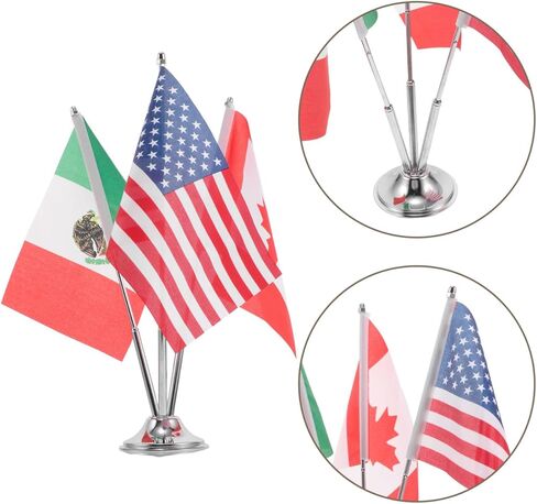 Desk Country Flag Set, 3-Piece Small Miniature Mexico Table Flags for Office Desk Decoration National Day and Sports Event Patriotic Banner Stable Base for Corporate Meetings in Kuwait