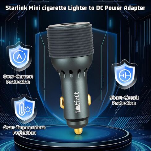 Starlink Mini Car Adapter 12V/24V to 30V, 2-in-1 Car Charger with DC & USB-C for Starlink Mini, 90W Cigarette Lighter Adapter, Supports 16AWG 50M Cable, Ideal for RV, Boat, Trailer in Saudi Arabia