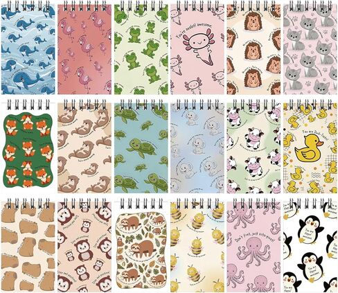 Flutesan 18 Sets Inspirational Pocket Notebooks Bulk 12 Styles Mini Motivational Notepad Encouragement Quote Notebooks with Positive Affirmations for Employee Office Coworker Teacher (Animal) in Kuwait