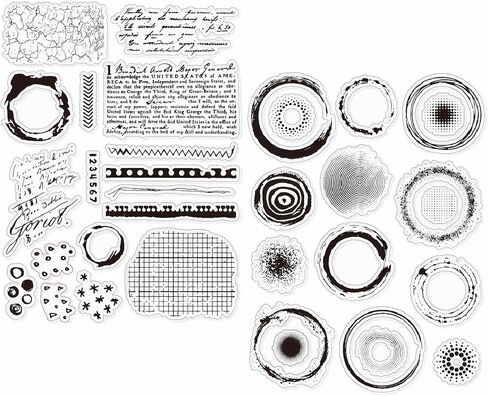 2 Sets Vintage Background Clear Silicone Stamps, Retro Styles Journaling & Scrapbooking Stamps for DIY Paper Crafts, Card Scrapbooking Making & Bullet Journals Decor Supplies in Saudi Arabia