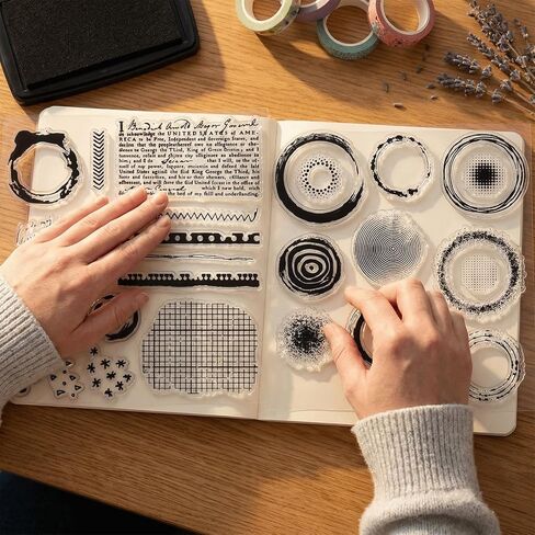 2 Sets Vintage Background Clear Silicone Stamps, Retro Styles Journaling & Scrapbooking Stamps for DIY Paper Crafts, Card Scrapbooking Making & Bullet Journals Decor Supplies in Saudi Arabia
