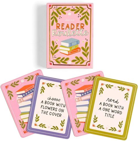 Pippi Post Reader Roulette Card Game – 54 Reading Prompt Cards to Choose Your Next Book – Book Lover Gift, TBR Picker Deck with Gold Foil Storage Box in Saudi Arabia