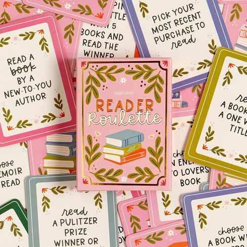 Pippi Post Reader Roulette Card Game – 54 Reading Prompt Cards to Choose Your Next Book – Book Lover Gift, TBR Picker Deck with Gold Foil Storage Box in Saudi Arabia