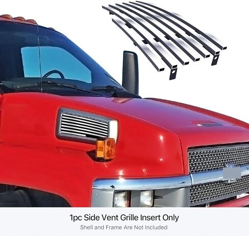 APS Premium Stainless Steel SS Chrome Billet Grille Grill Insert Compatible with Chevy Kodiak GMC Topkick 2003 2004 2005 2006 2007 2008 2009 Side Vent N19-A03668C in Kuwait