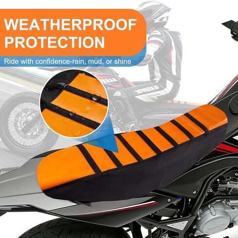 Seat Cover for Ebike, Black Stripe Dirt Bike Seat Cover Compatible with Tuttio, Motorcycle Motorcross Enduro Soft Ribbed Covers Black-Orange in Saudi Arabia