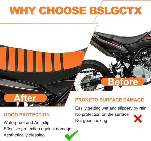 Seat Cover for Ebike, Black Stripe Dirt Bike Seat Cover Compatible with Tuttio, Motorcycle Motorcross Enduro Soft Ribbed Covers Black-Orange in Saudi Arabia