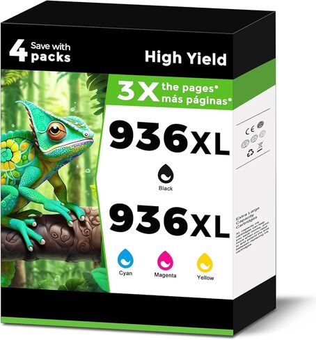 936XL (936e) Ink Cartridges Combo Pack Replacement for HP 936 e XL for OfficeJet 9122e Pro 9125e 9120e 9128e 9135e 9110b 9120b 9128 9130 9130e 9110e 9130b 9135 for HP936 Black Cyan Magenta Yellow in Saudi Arabia