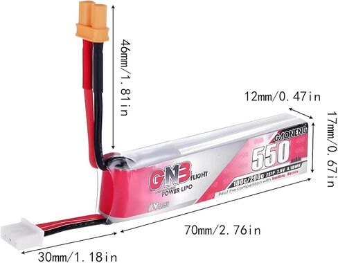 2 قطعة 550 مللي أمبير 7.6 فولت 100/200C LiHV 2S بطارية ليبو مع قابس XT30 لطائرات بدون طيار 2S FPV Racing Whoop Drone Quadcopters مثل Mobula8، Meteor85، Draknight، Pavo Pico 2S بدون فرش in Kuwait