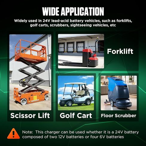 30A 24V Forklift Battery Charger for Scissor Lift, Electric Pallet Jack, Smart Automatic 24 Volt Battery Charger for Lead Acid Battery, IP67 Waterproof, 3 Connections, 3-Color Indicator in Saudi Arabia
