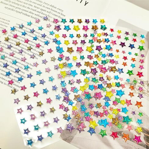 Crystal Glue Star Gem Stickers Colorful Five Pointed Stars Stick On Gems for Crafting Bling Pentagram Star Rhinestone Stickers 3D Self Adhesive Rhinestones Stars Jewels for Crafts Supplies in Saudi Arabia