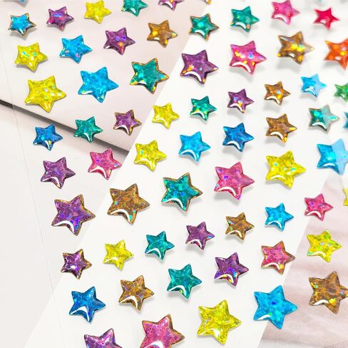 Crystal Glue Star Gem Stickers Colorful Five Pointed Stars Stick On Gems for Crafting Bling Pentagram Star Rhinestone Stickers 3D Self Adhesive Rhinestones Stars Jewels for Crafts Supplies in Saudi Arabia