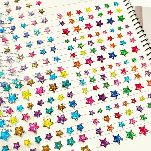 Crystal Glue Star Gem Stickers Colorful Five Pointed Stars Stick On Gems for Crafting Bling Pentagram Star Rhinestone Stickers 3D Self Adhesive Rhinestones Stars Jewels for Crafts Supplies in Saudi Arabia