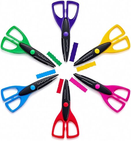 6 Pack Craft Scissors Decorative Edge, 6.5 Inch Fancy Scrapbook Scissors Set, Colorful Pattern Paper Scissors with Zig Zag, Scallop, Ripple & Stamp Edges for School Crafts, Card Making in Saudi Arabia
