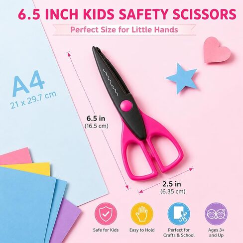 6 Pack Craft Scissors Decorative Edge, 6.5 Inch Fancy Scrapbook Scissors Set, Colorful Pattern Paper Scissors with Zig Zag, Scallop, Ripple & Stamp Edges for School Crafts, Card Making in Saudi Arabia