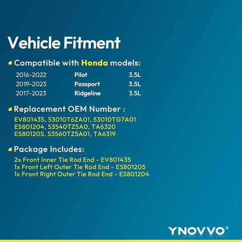 طقم نهاية قضيب الربط الأمامي الداخلي والخارجي 4 قطع متوافق مع Honda Pilot 2016-2022 Passport 2019-2023 Ridgeline 2017-2023 استبدال EV801435 ES801205 ES801204 in Kuwait