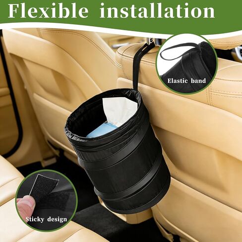 2 Pack Small Foldable Trash Can, Suspended Vehicle Trash Can, Foldable Nylon Trashcan for Cars, Suvs, Trucks, Rvs in Kuwait