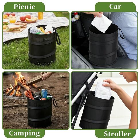 2 Pack Small Foldable Trash Can, Suspended Vehicle Trash Can, Foldable Nylon Trashcan for Cars, Suvs, Trucks, Rvs in Kuwait