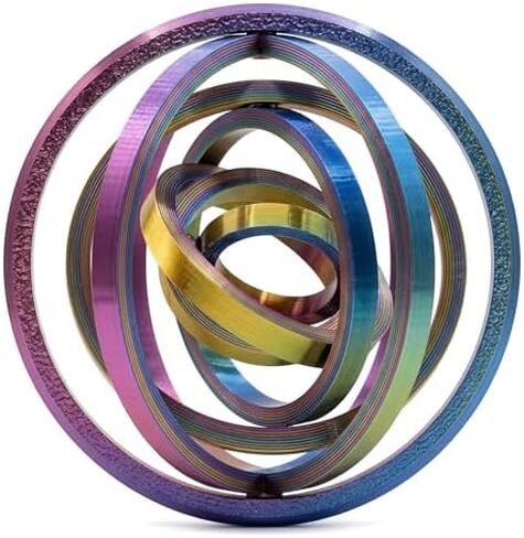 2PCS Fractal Fidget Round, 3D Printed Stress Relief Sensory Home Decor, Colorful Whirling Spiral Design, for Anxiety Disorder Stress (8 Rings) in Kuwait