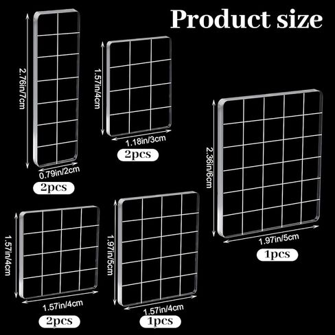 8 PCS Aacrylic Blocks for Stamping, Clear Acrylic Stamp Blocks with Grid Lines for Crafting, Scrapbooking, Card Making, DIY Projects in Kuwait