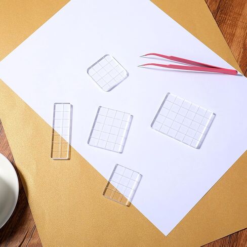 8 PCS Aacrylic Blocks for Stamping, Clear Acrylic Stamp Blocks with Grid Lines for Crafting, Scrapbooking, Card Making, DIY Projects in Kuwait
