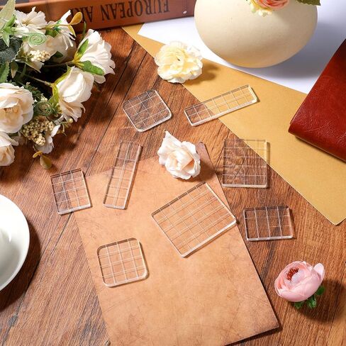 8 PCS Aacrylic Blocks for Stamping, Clear Acrylic Stamp Blocks with Grid Lines for Crafting, Scrapbooking, Card Making, DIY Projects in Kuwait