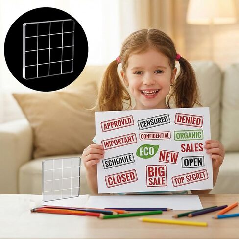 8 PCS Aacrylic Blocks for Stamping, Clear Acrylic Stamp Blocks with Grid Lines for Crafting, Scrapbooking, Card Making, DIY Projects in Kuwait