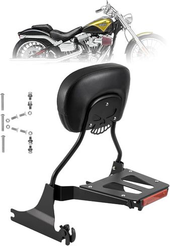 Kinglemc Sissy Bar backrest Luggage Rack for Harley Sportster XL883 XL1200 883 1200 Iron Superlow with Lock with Docking Hardware (Black) in Kuwait