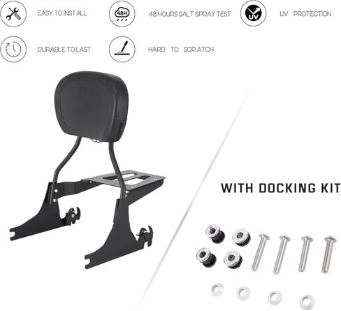 Kinglemc Sissy Bar backrest Luggage Rack for Harley Sportster XL883 XL1200 883 1200 Iron Superlow with Lock with Docking Hardware (Black) in Kuwait