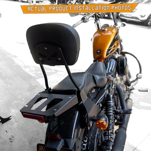 Kinglemc Sissy Bar backrest Luggage Rack for Harley Sportster XL883 XL1200 883 1200 Iron Superlow with Lock with Docking Hardware (Black) in Kuwait