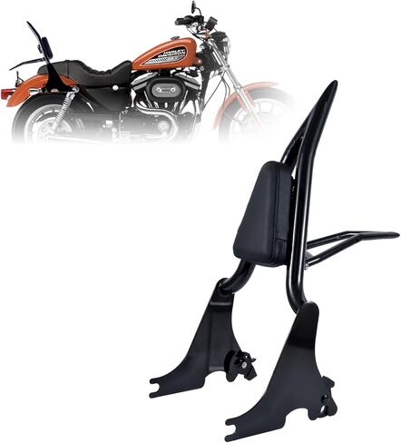 Kinglemc Sissy Bar backrest Luggage Rack for Harley Sportster XL883 XL1200 883 1200 Iron Superlow with Lock with Docking Hardware (Black) in Kuwait