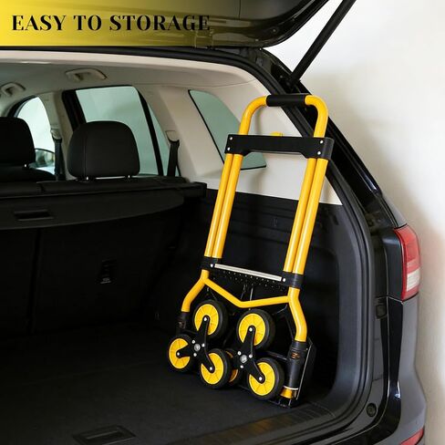 Heavy-Duty 220LB Capacity Stair Climbing Hand Trucks, Stair Climber Cart Dolly Hand Truck with 6 Wheels and One-Touch Retractable Handle for Home Stairs, Moving, Groceries, Warehouse(Yellow) in Saudi Arabia