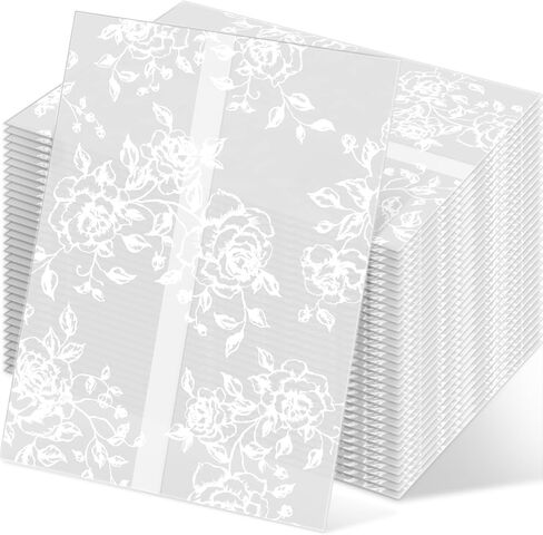 100 Pcs Invitation Envelope Jackets, 5x7 Pretty Vellum Jackets for Wedding Invites, 135GSM, Rose Pattern, Pre-Folded Translucent Wrap Paper Sleeves Kit for Baby Shower Birthday Mother in Kuwait