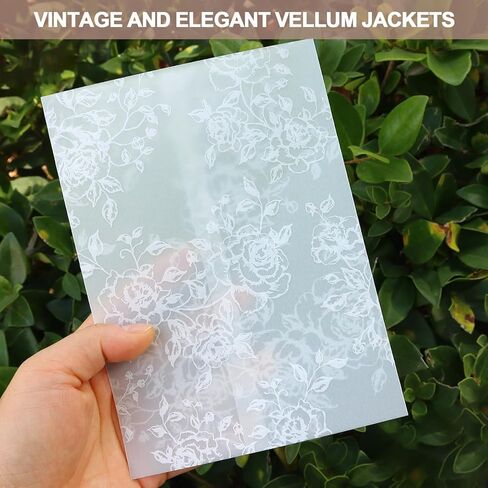 100 Pcs Invitation Envelope Jackets, 5x7 Pretty Vellum Jackets for Wedding Invites, 135GSM, Rose Pattern, Pre-Folded Translucent Wrap Paper Sleeves Kit for Baby Shower Birthday Mother in Kuwait