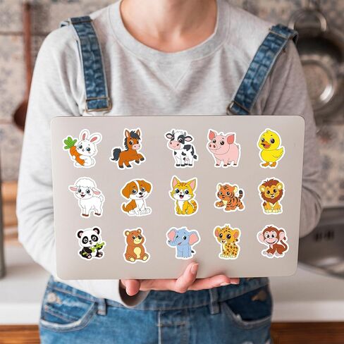 1200Pcs Animal Stickers 2 Roll 1.5''Farm Animal Stickers 16 Designs Stickers with Perforated Line Self Adhesive Round Lion Sheep Stickers for Toddlers Scrapbook Teacher Reward Classroom Party Supplies in Saudi Arabia