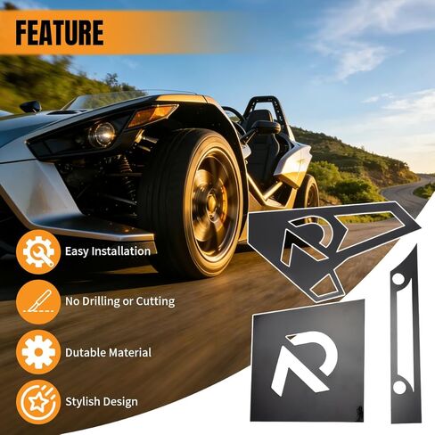 Rear Lower Accent Panels Kit Compatible with Polaris Slingshot 2015-2025 - 3pcs Black Aluminum | Aggressive Rear Diffuser Style for Slingshot Accessories in Kuwait